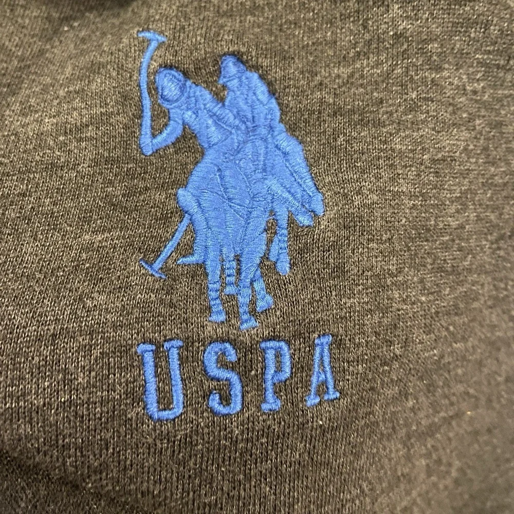 US POLO‎ ASSOCIATION USPA Medium Mens Gray Fleece Jacket Sweatshirt Zip Big Pony